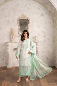 Chikankari & Multi-Thread Embroidered 3-Piece Suit - Thumbnail 2
