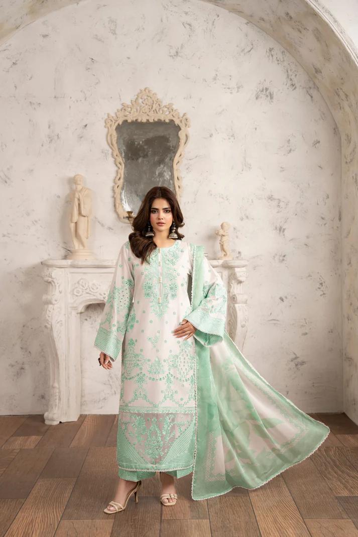 Chikankari & Multi-Thread Embroidered 3-Piece Suit - Image 2