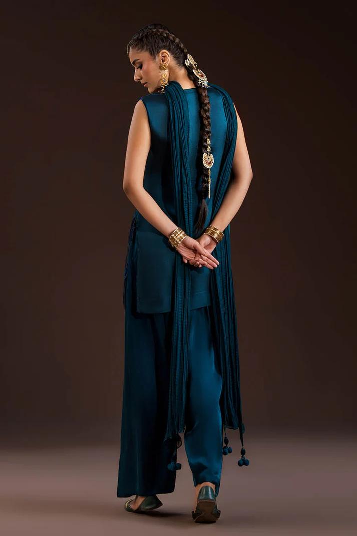 Glass Silk & Charmeuse Silk Shalwar Set - Image 9