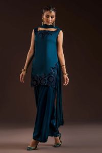 Glass Silk & Charmeuse Silk Shalwar Set - Thumbnail 10