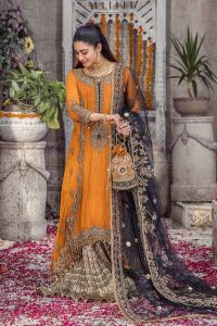 Needlecraft Chiffon Suit with Crushed Sharara - Thumbnail 15