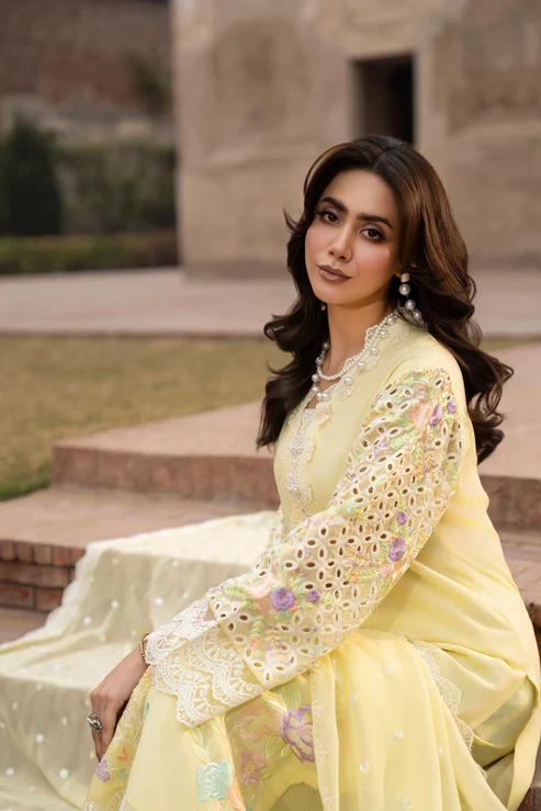 Chikankari Long Shirt with Sequins Dupatta & Capri - Image 3