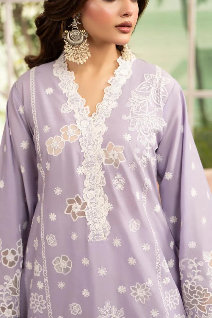 Organza Cutwork 3D Flower Suit & Chiffon Dupatta - Image 12