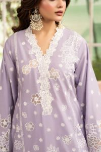Organza Cutwork 3D Flower Suit & Chiffon Dupatta - Thumbnail 12
