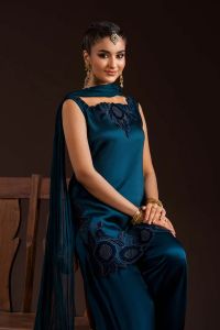Glass Silk & Charmeuse Silk Shalwar Set - Thumbnail 15