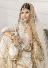 Ivory Gold Embellished Gharara Set - Thumbnail 5