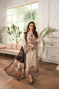 Kashmiri Embroidered Long Shirt with Silk Dupatta - Thumbnail 2