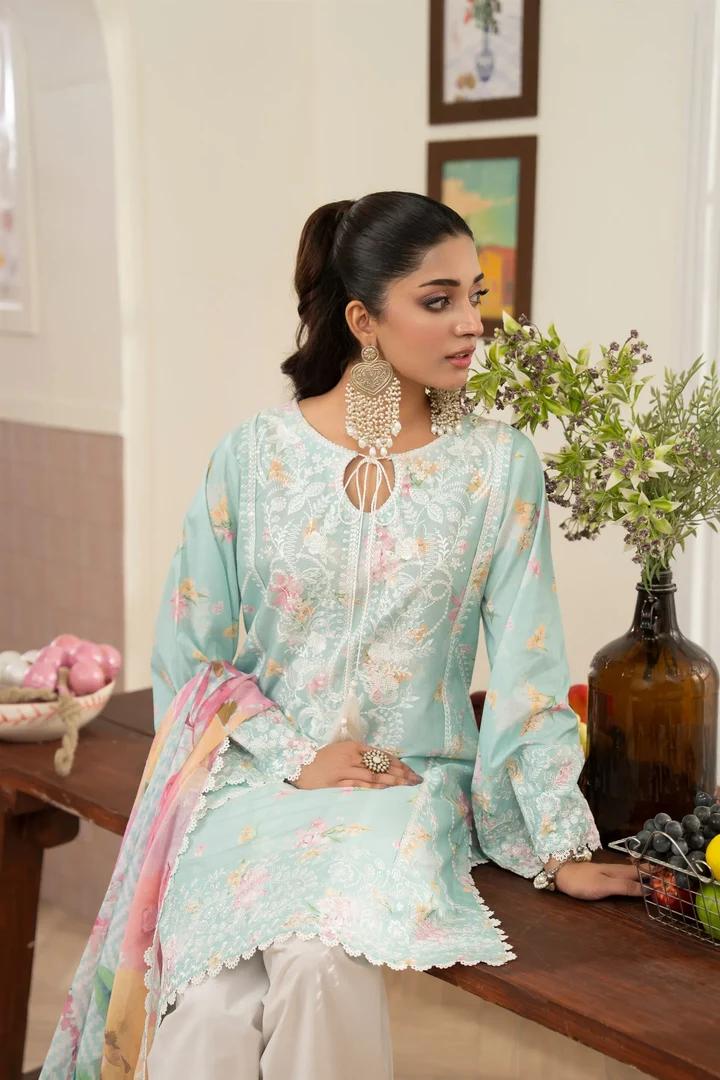 Formal Lawn Ensemble with Embroidered Trim - Image 3