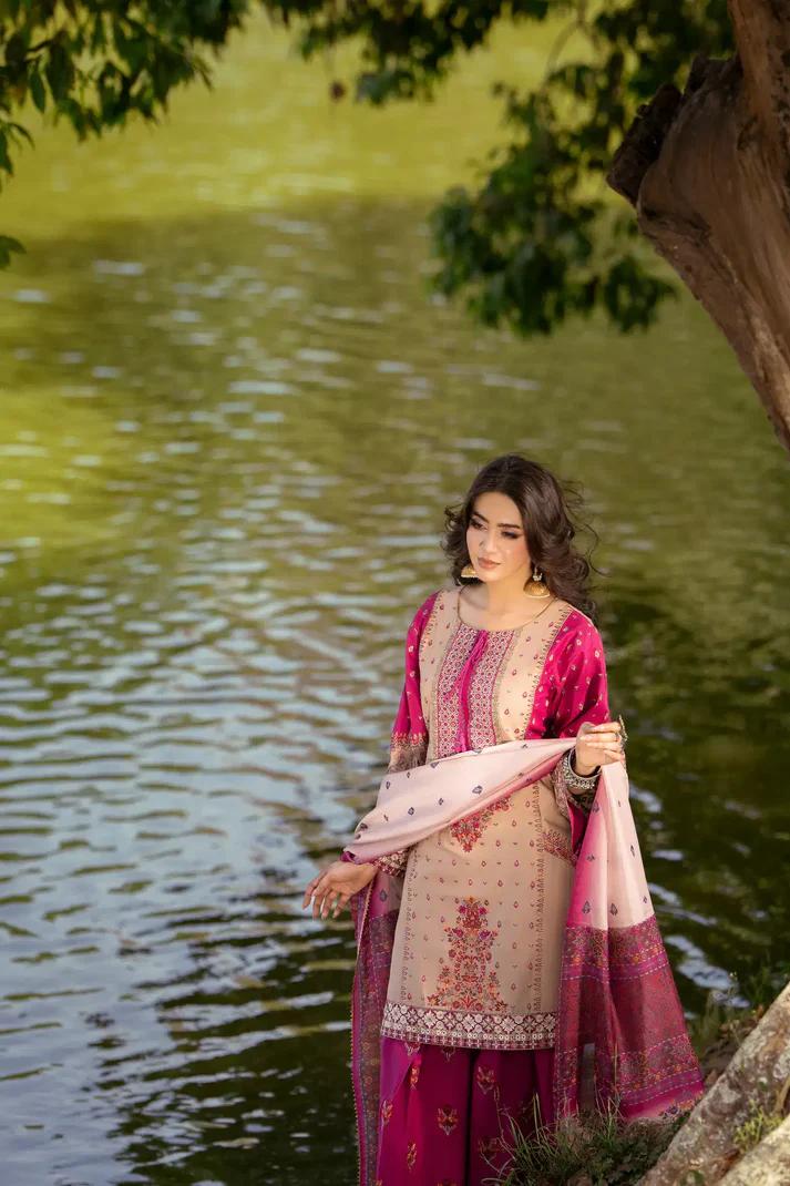 Traditional Ethnic Set with Apple Silk & Farshi Shalwar - Image 7