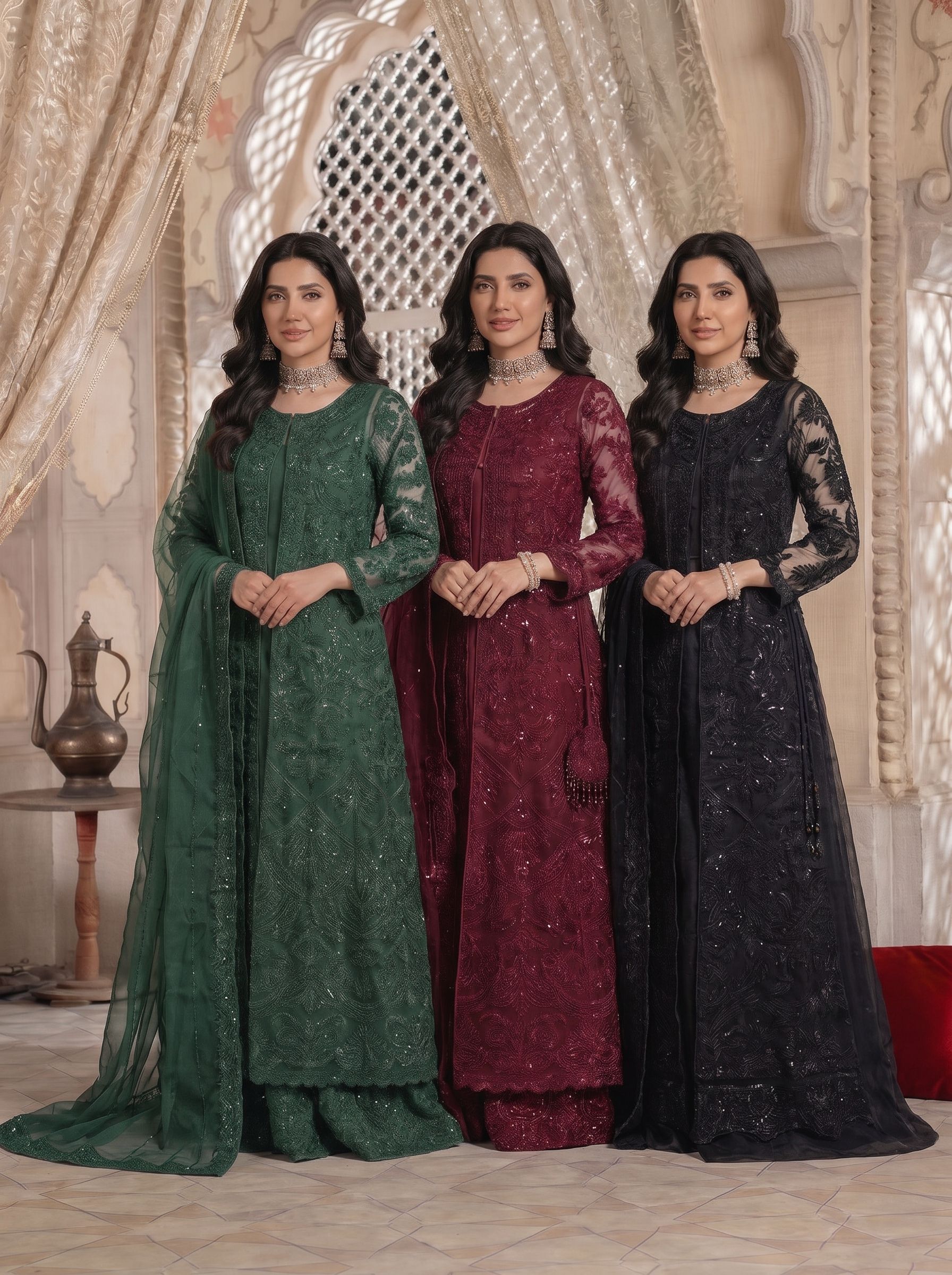 Regal Full Work Organza Maxi Gown