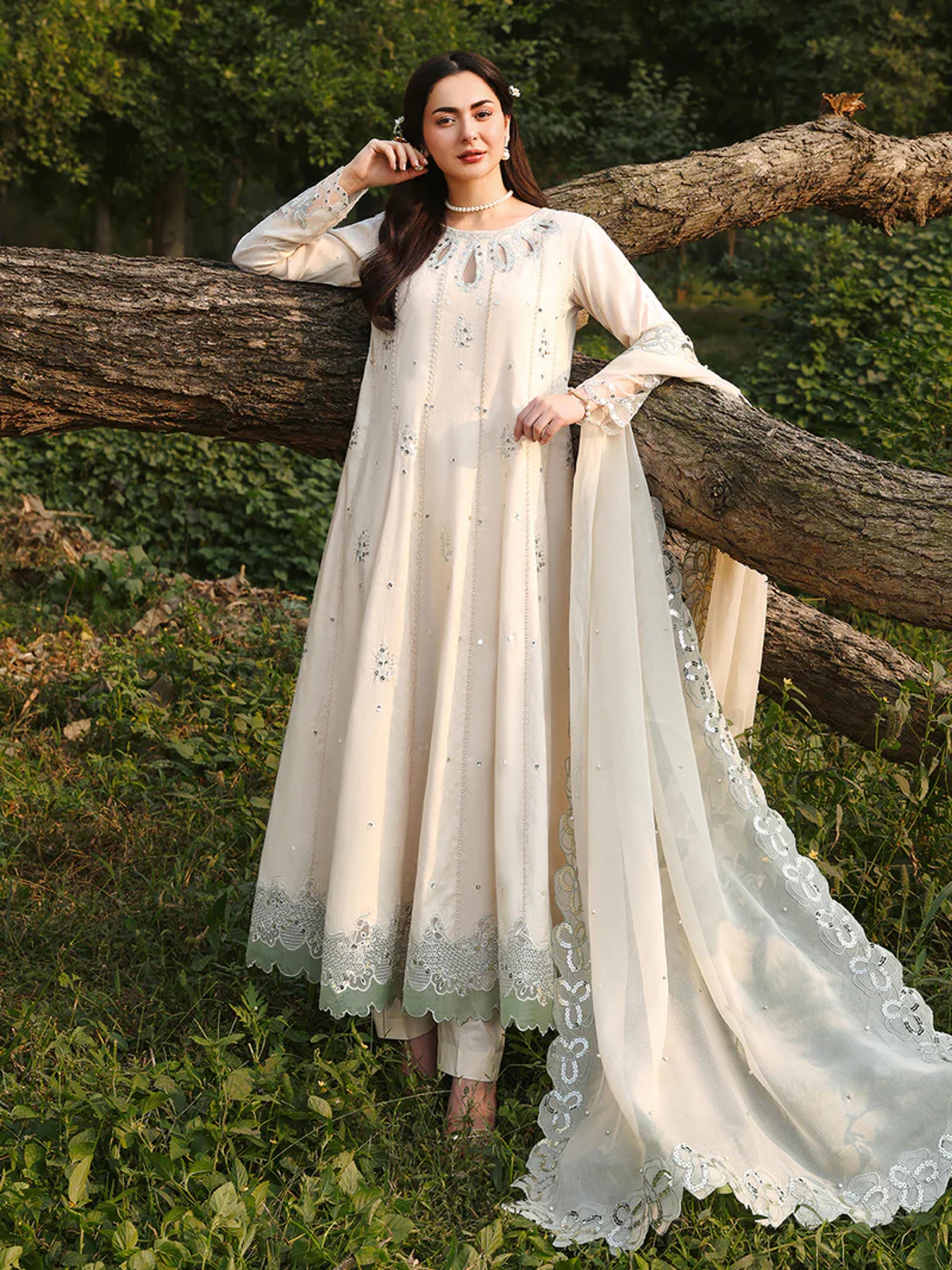 Maxi Set with Organza Cutwork & Chiffon Dupatta