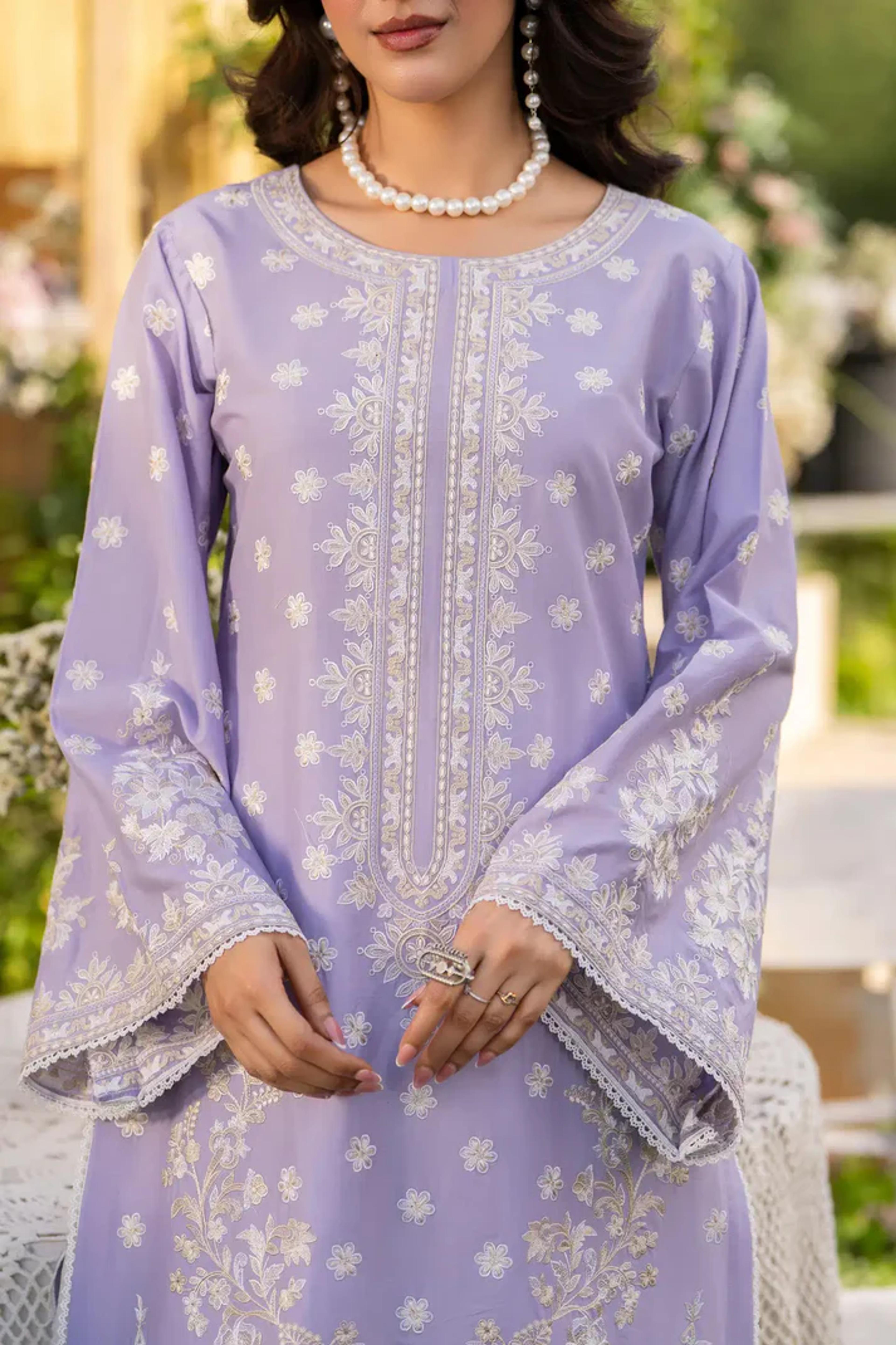 Cotton Embroidered Shirt & Sequins Dupatta  - Thumbnail 6
