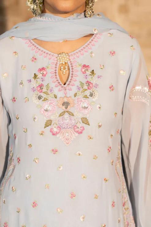 Embroidered Shirt with Printed Silk Sharara - Image 12