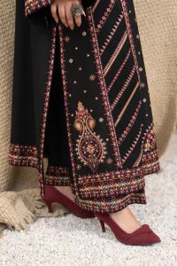 Kashmiri Embroidered Long Shirt with Silk Dupatta - Thumbnail 11