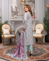 Printed Embroidered Suit with Rose Print - Thumbnail 2