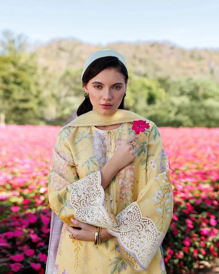 Elegant Printed Lawn Ensemble with Flapper - Image 2