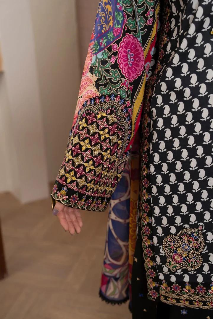 Festive Lawn Ensemble with Flared Sharara - Image 7