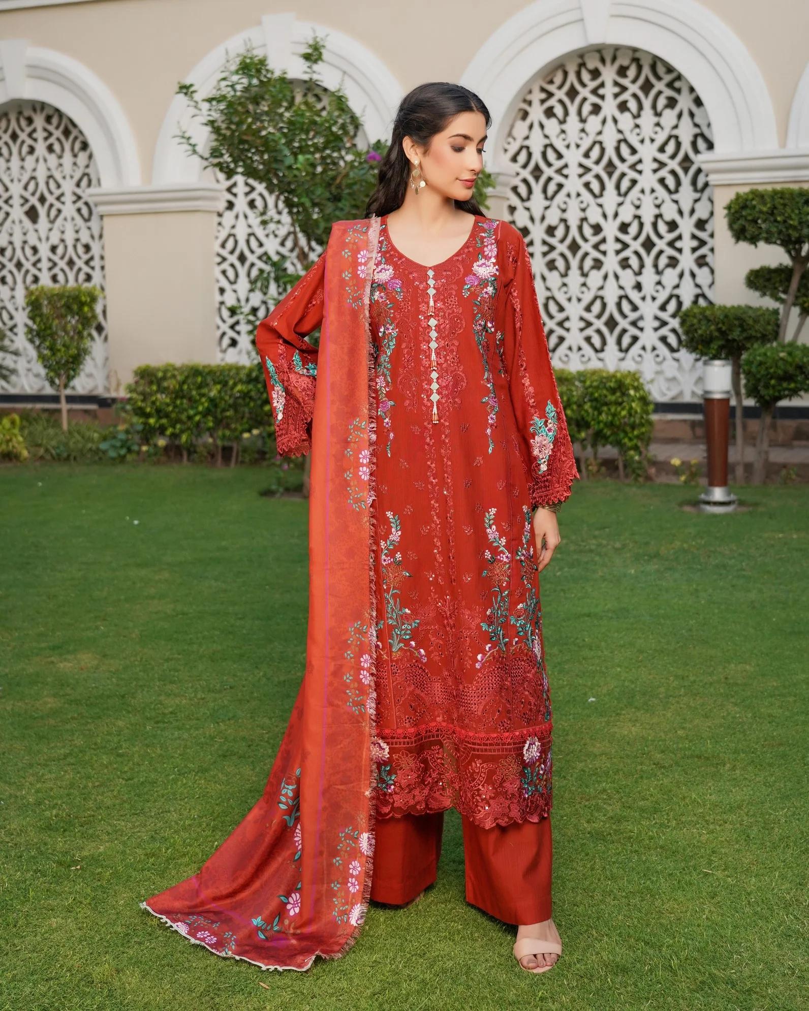 Regal Rust Cutwork Suit - Image 1