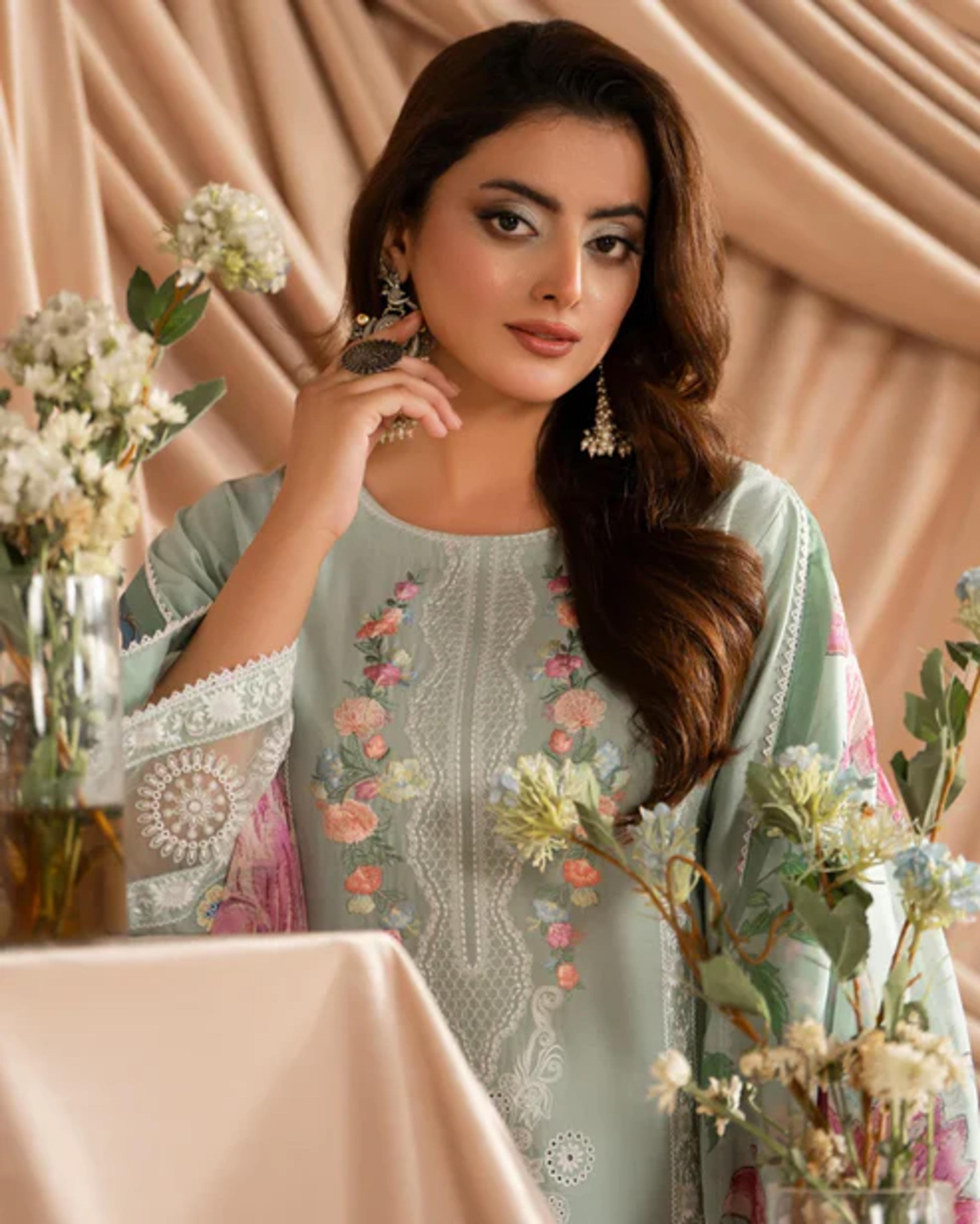 Cotton Embroidered Long Shirt&Loose Trouser - Thumbnail 11