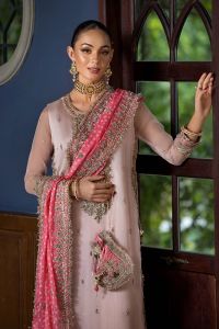 Regal Gloss Silk Ensemble with Crush Sharara - Thumbnail 3