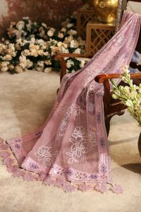Embroidered Chiffon Suit with Appliqué Dupatta - Thumbnail 5