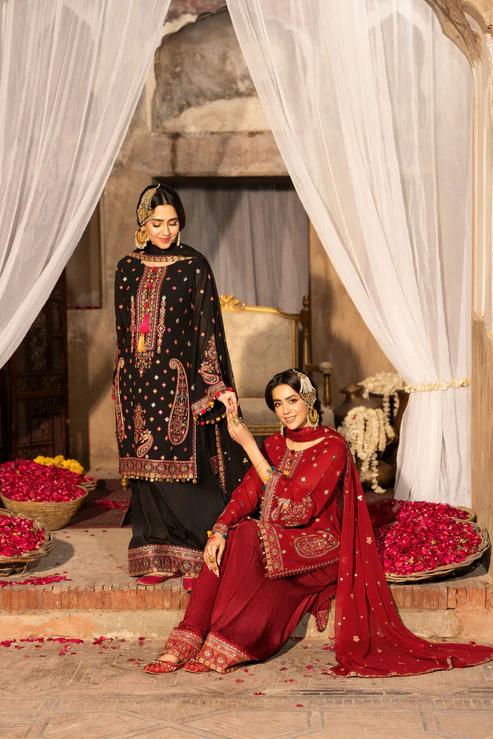 Chiffon Threadwork Suit with Gota Dupatta - Image 14