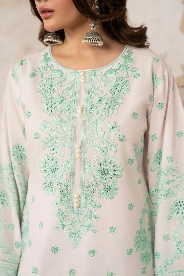 Chikankari & Multi-Thread Embroidered 3-Piece Suit - Image 6
