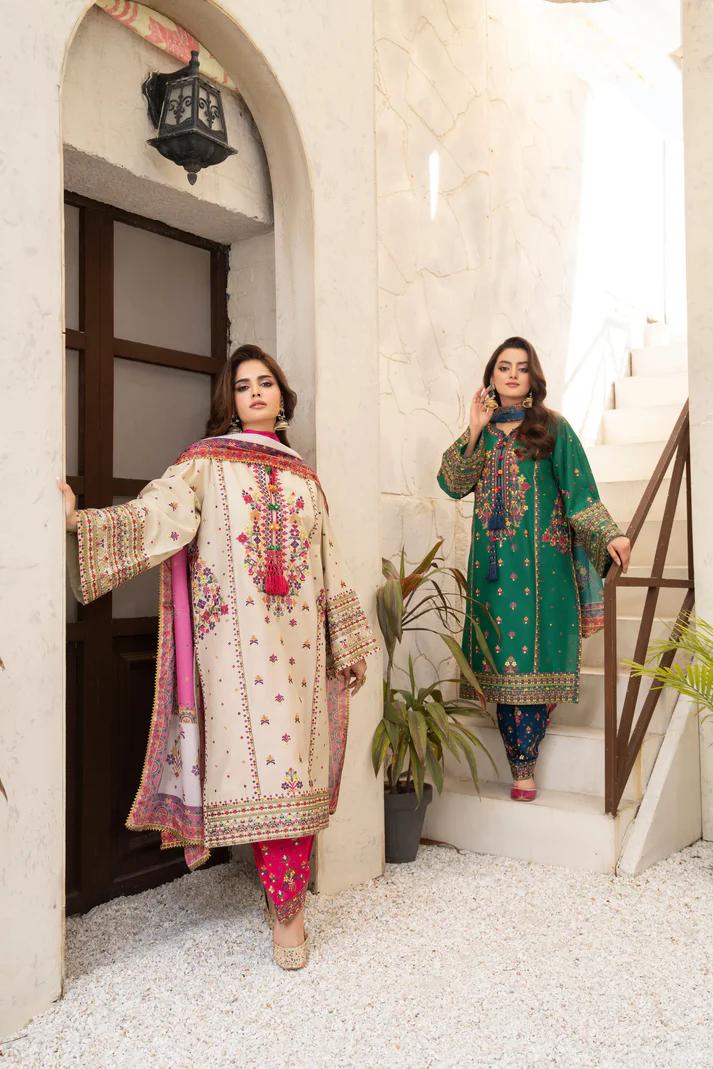 Kashmiri Embroidery & Mirror Work Festive Suit - Image 1