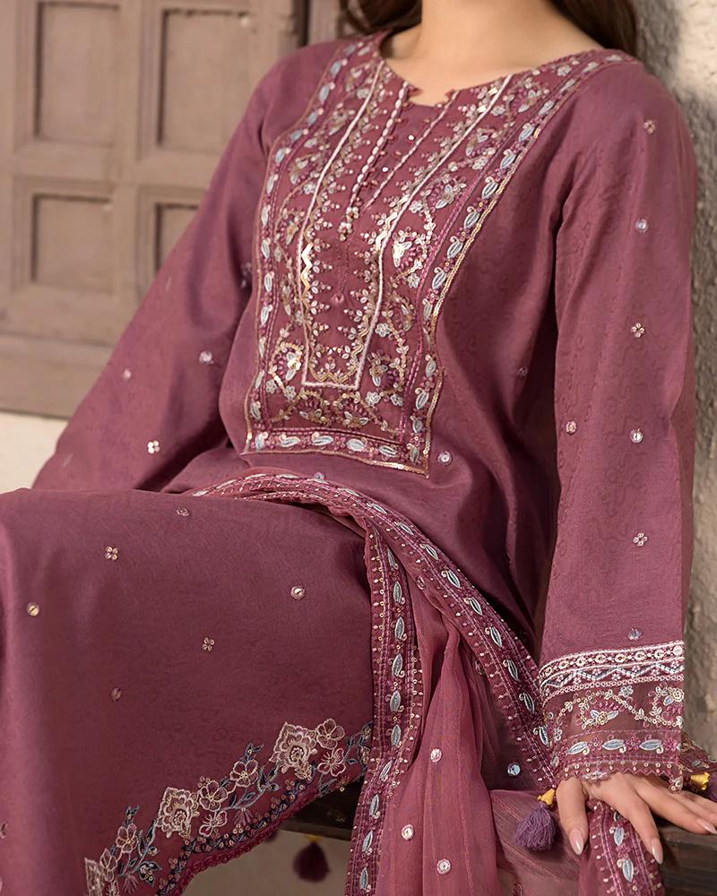 Festive Cotton Jacquard Suit - Image 4