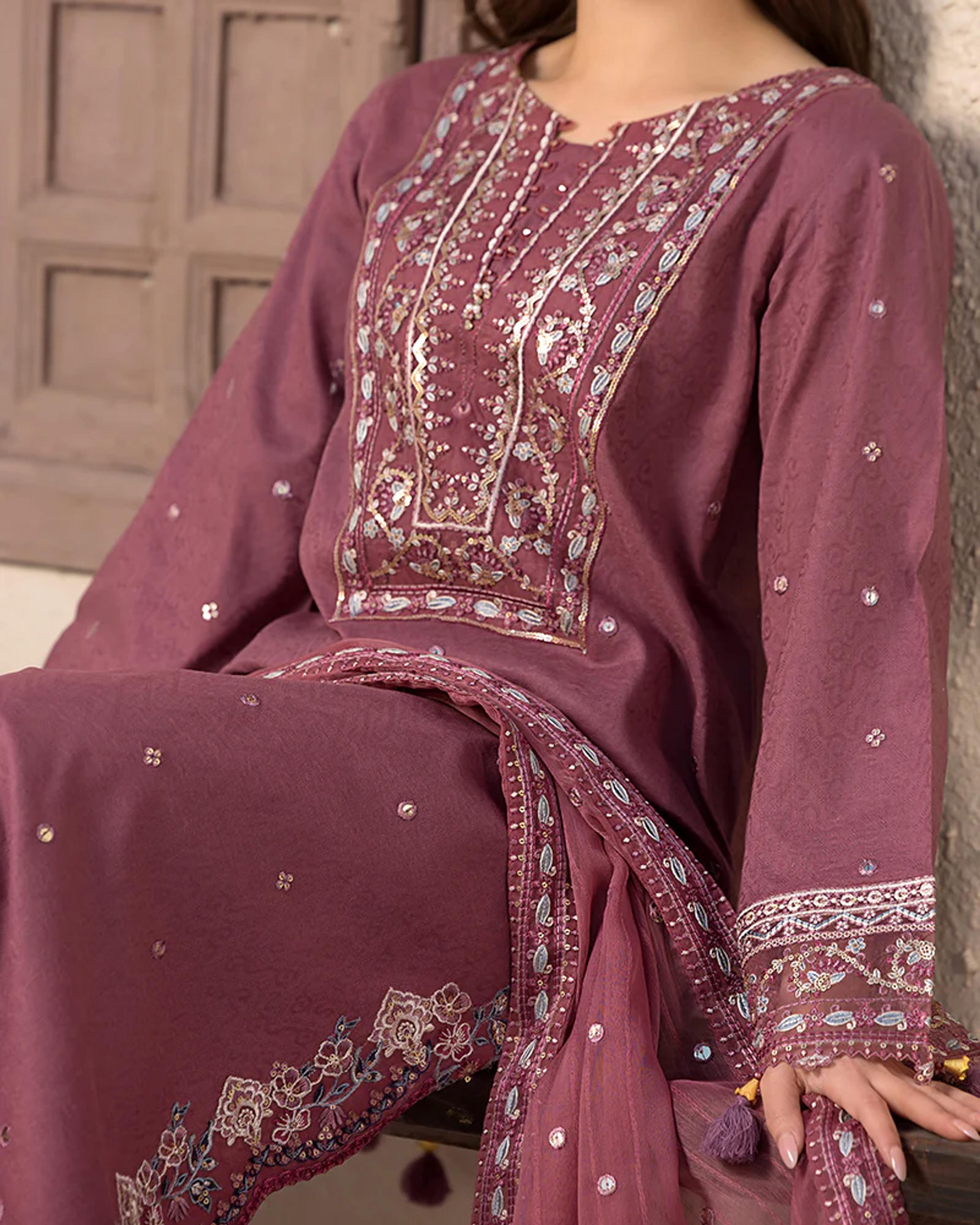 Festive Cotton Jacquard Suit - Thumbnail 4