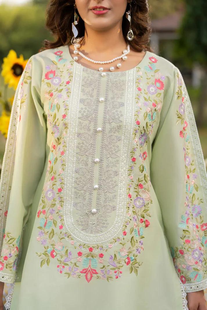 Embroidered Short Shirt & Farshi Shalwar - Image 10
