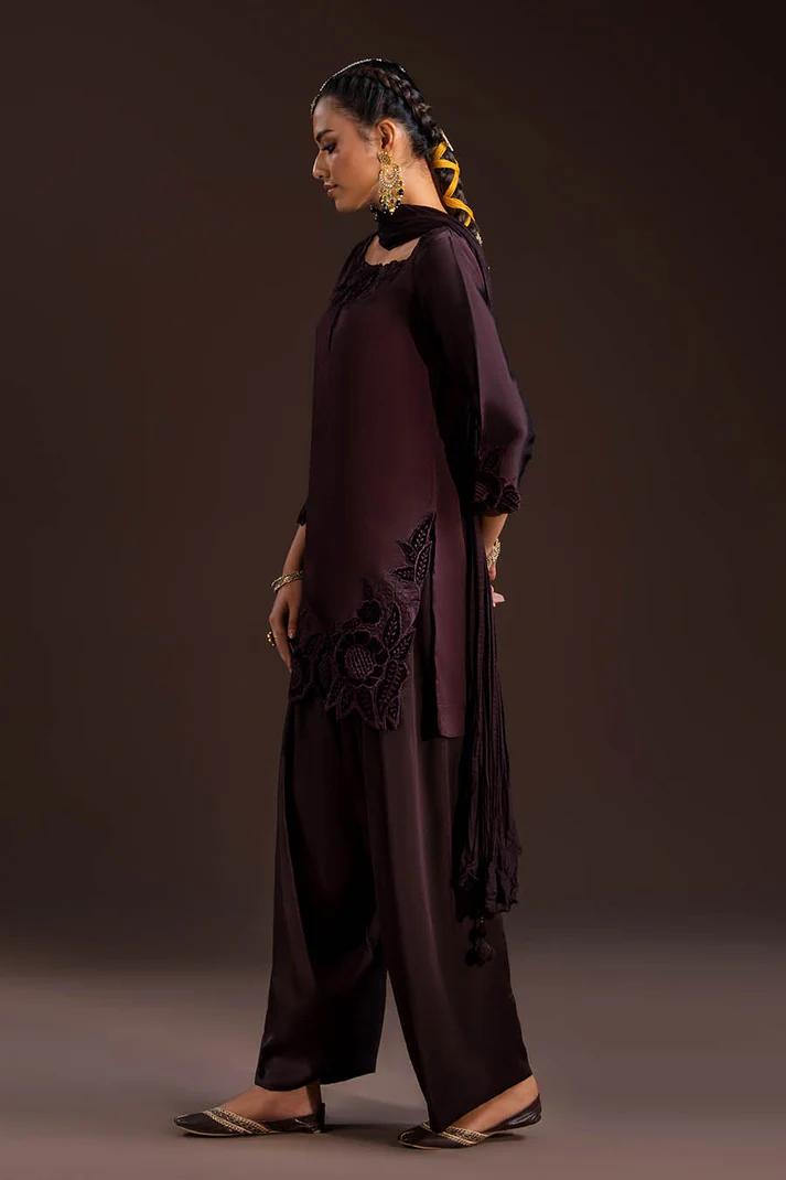 Glass Silk & Charmeuse Silk Shalwar Set - Image 3