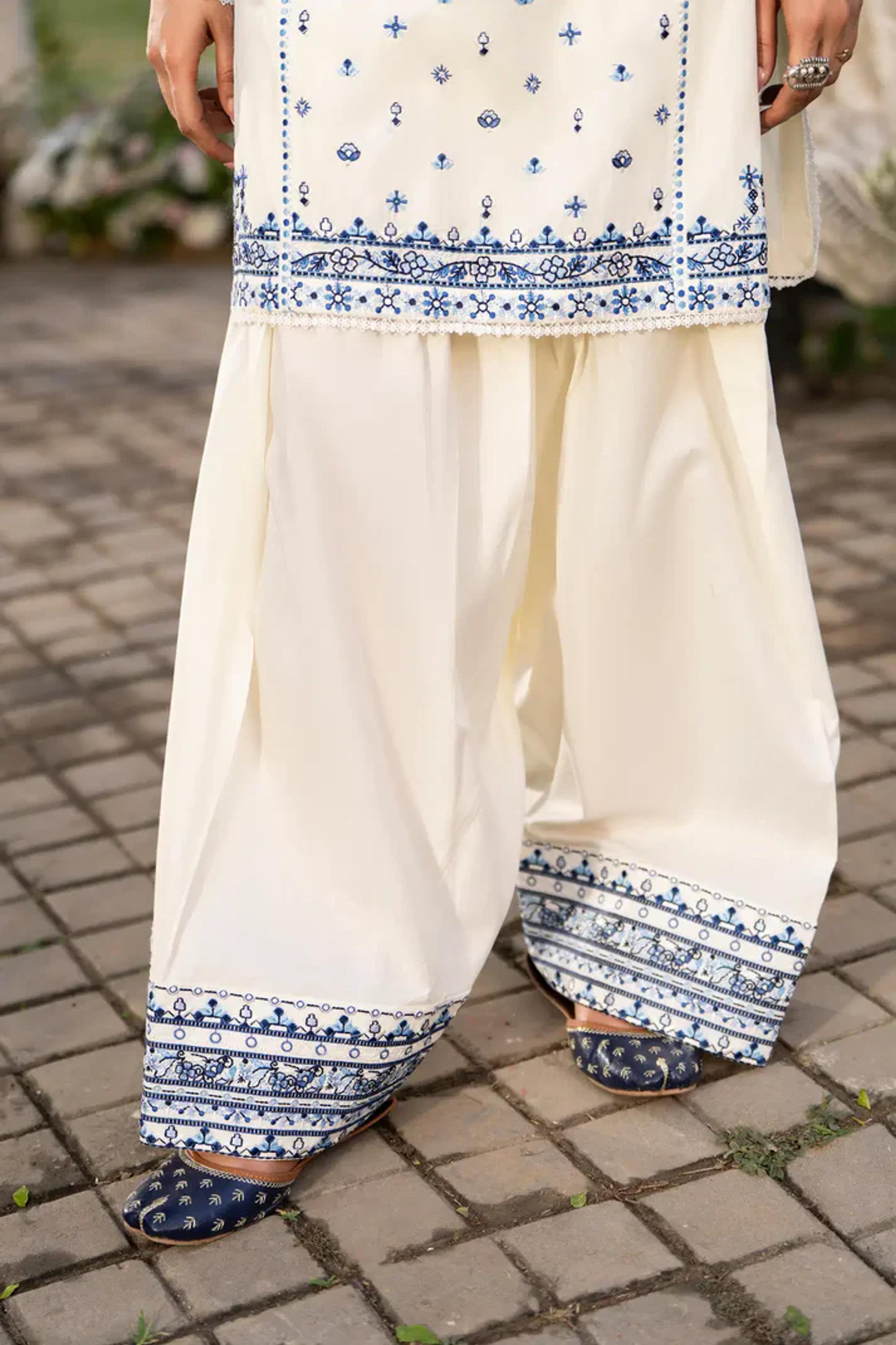 Multi-Thread Embroidered Shirt with Classic Shalwar - Thumbnail 7