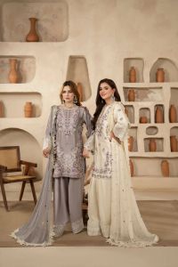 Multi Thread Embroidered Silk Suit - Thumbnail 1