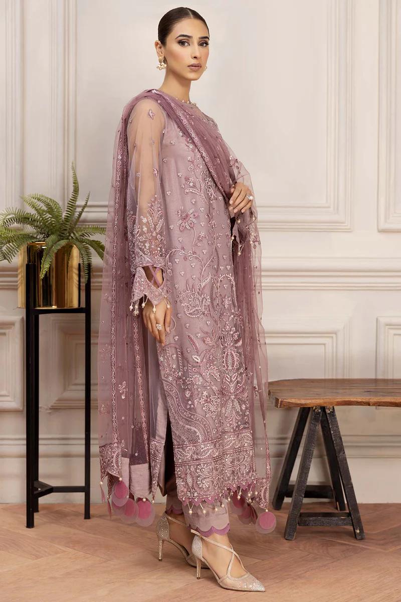 Embroidered Net Suit with Silk Trouser - Image 4