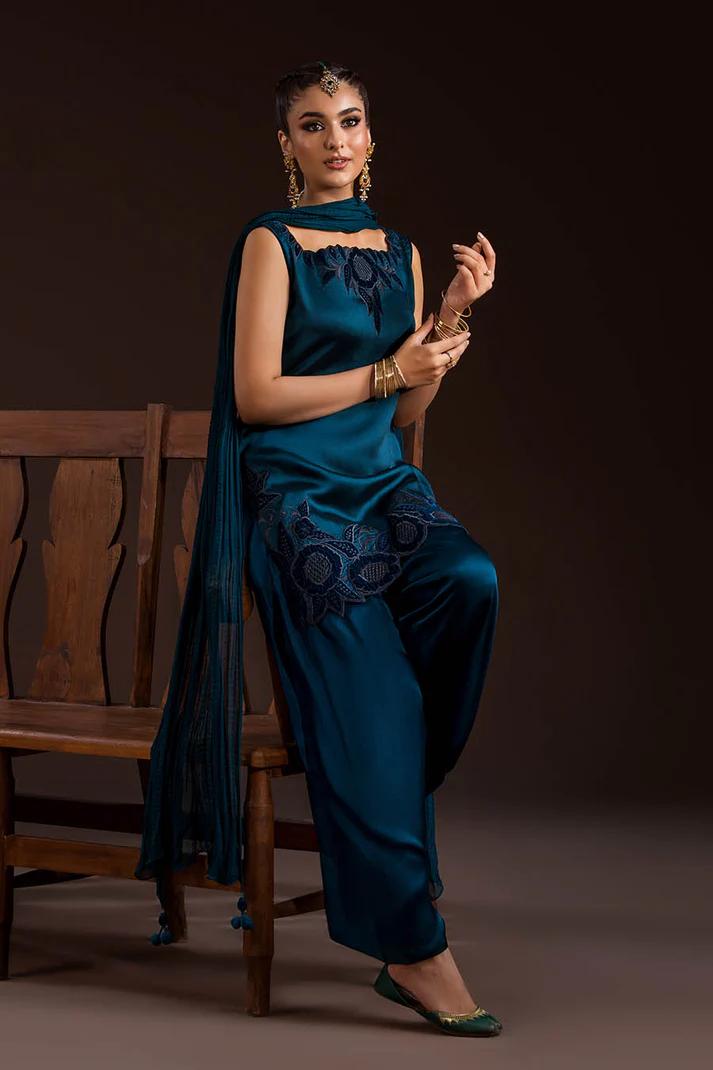 Glass Silk & Charmeuse Silk Shalwar Set - Image 14