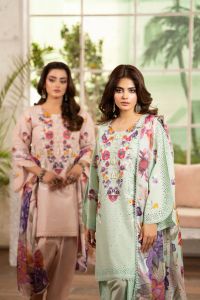 Embroidered Short Shirt & Tulip Shalwar with Chiffon Dupatta - Thumbnail 1