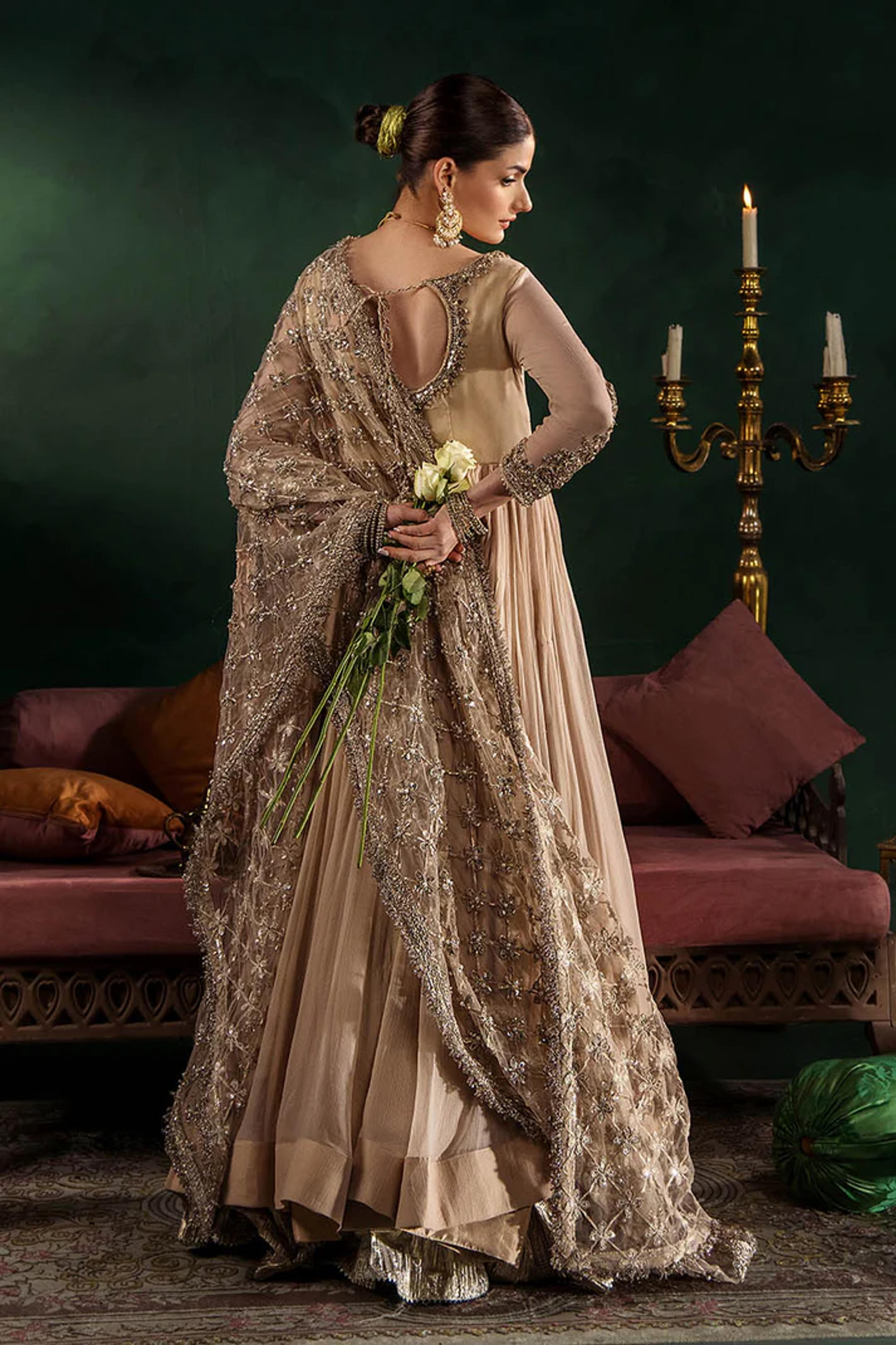 Hand-Embroidered Chiffon Suit with Sharara - Thumbnail 6