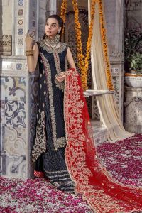Needlecraft Chiffon Suit with Crushed Sharara - Thumbnail 5