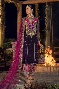 Heavily Embellished Silk & Chiffon Festive Suit - Thumbnail 2
