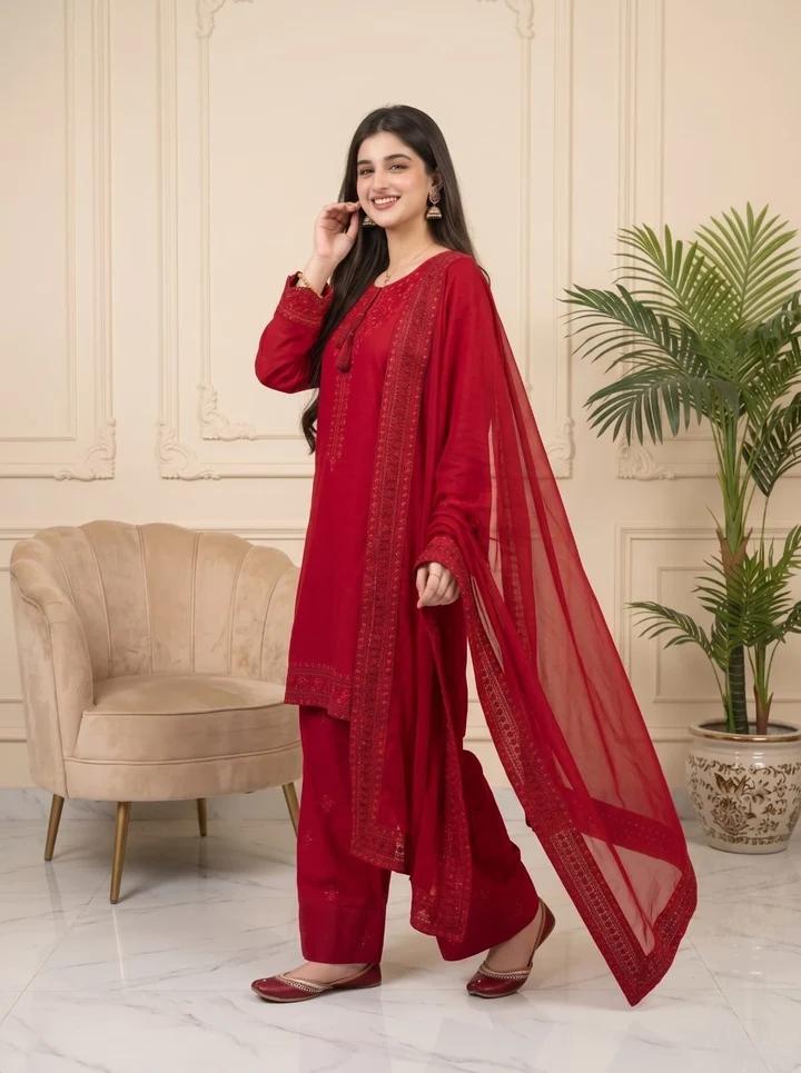 Ruby Elegance Suit with Tassel Detailing - Image 2