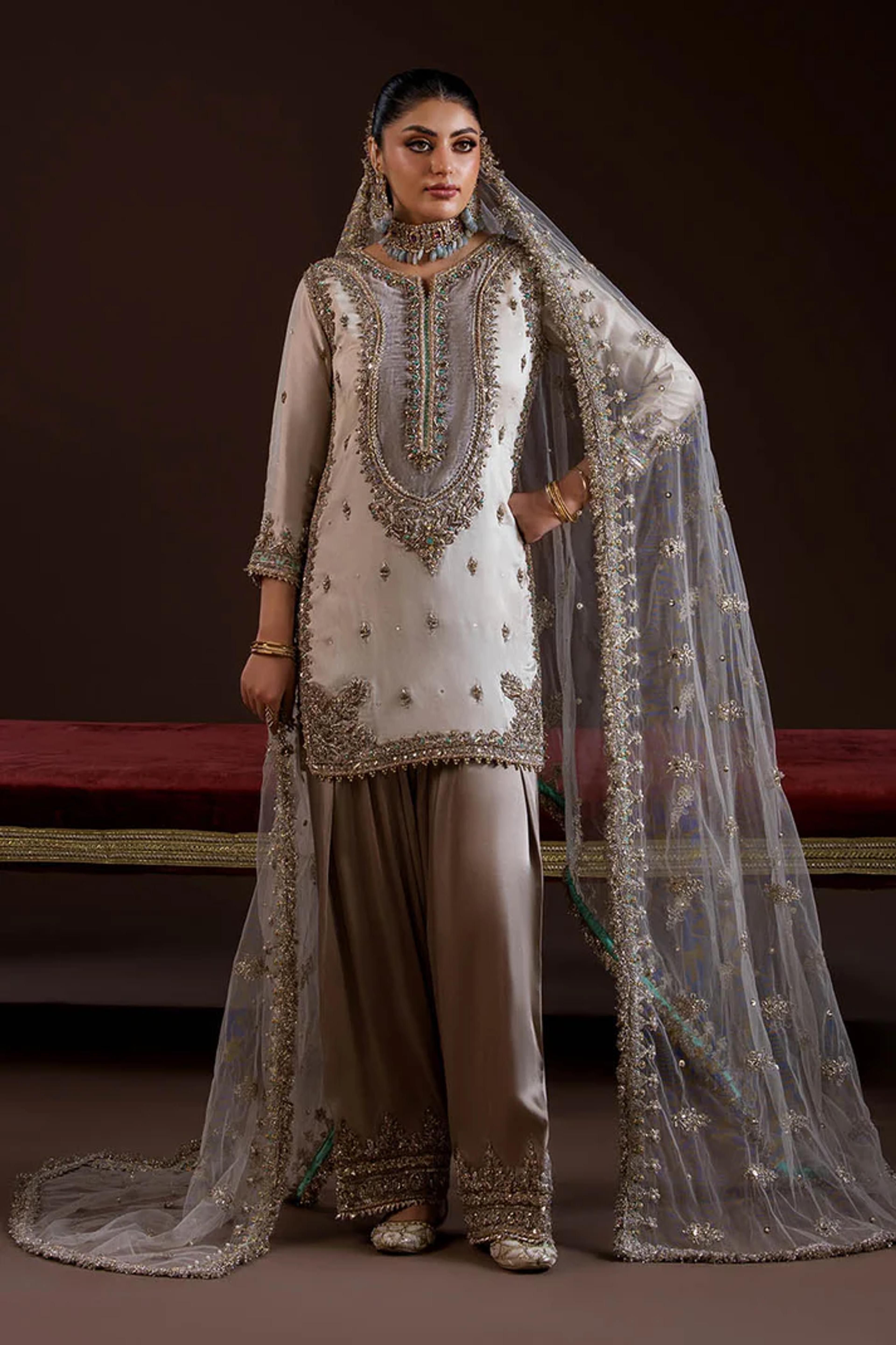 Silk Suit with Net Dupatta&Trousers - Thumbnail 7