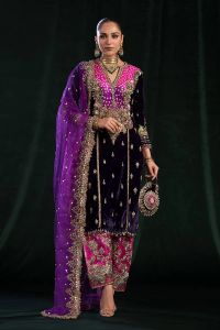 Luxury Kamkhwab Shalwar Set (VELVET) - Thumbnail 2
