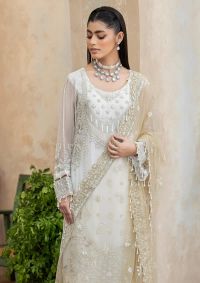 Embroidered Organza Suit - Thumbnail 5