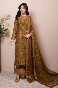 Embroidered Chiffon Suit & Jaal Dupatta - Thumbnail 5