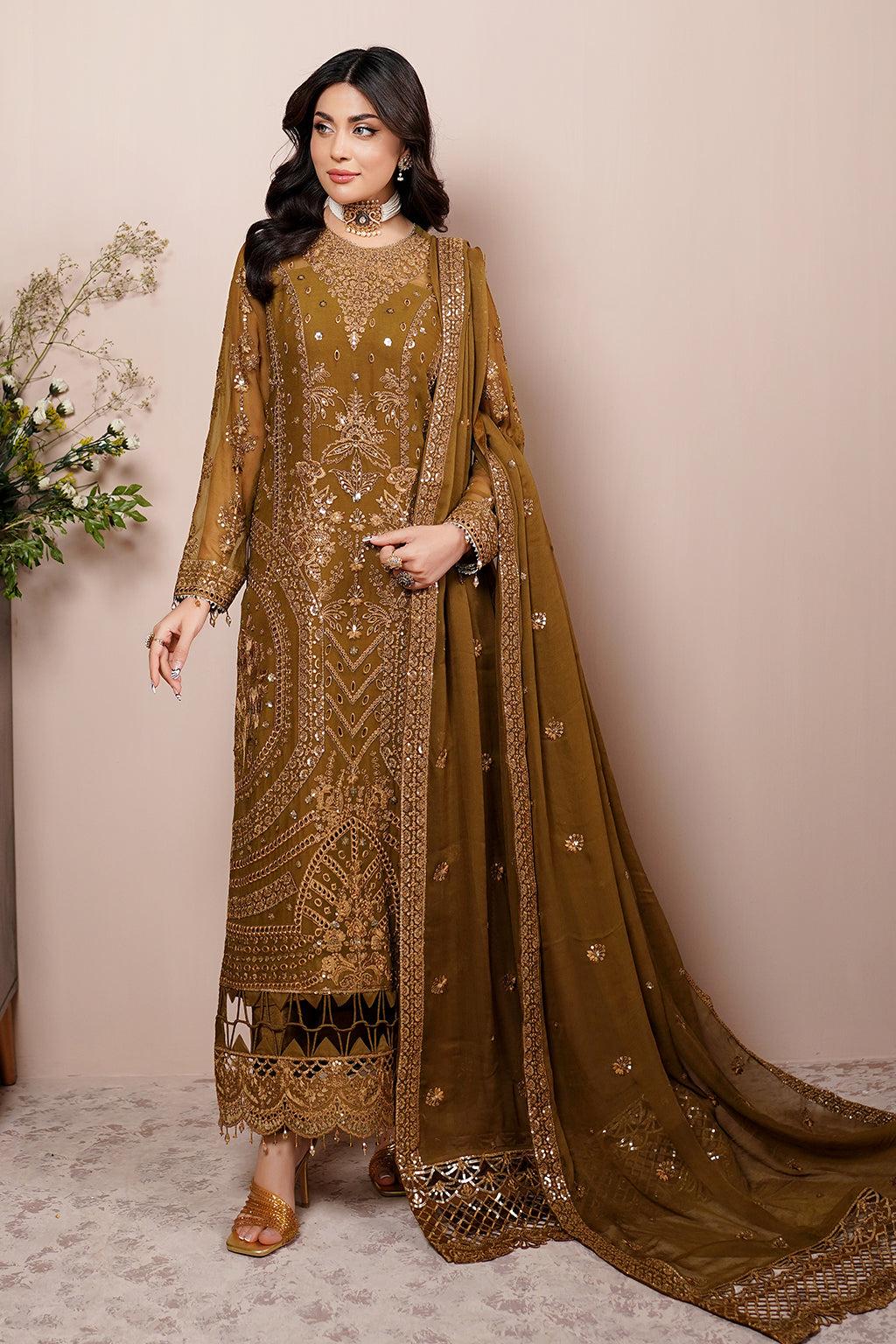 Embroidered Chiffon Suit & Jaal Dupatta - Image 5
