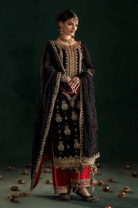 Chiffon & Silk Suit with 2Tone Dupatta - Thumbnail 3