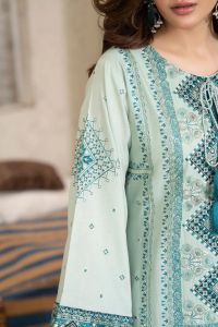 Embroidered Cotton Suit with Applique & Tassels - Thumbnail 7