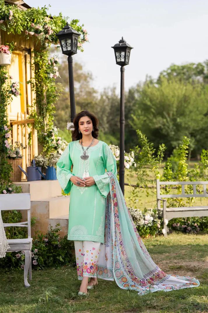 Embroidered Shirt & Printed Chiffon Dupatta - Image 8