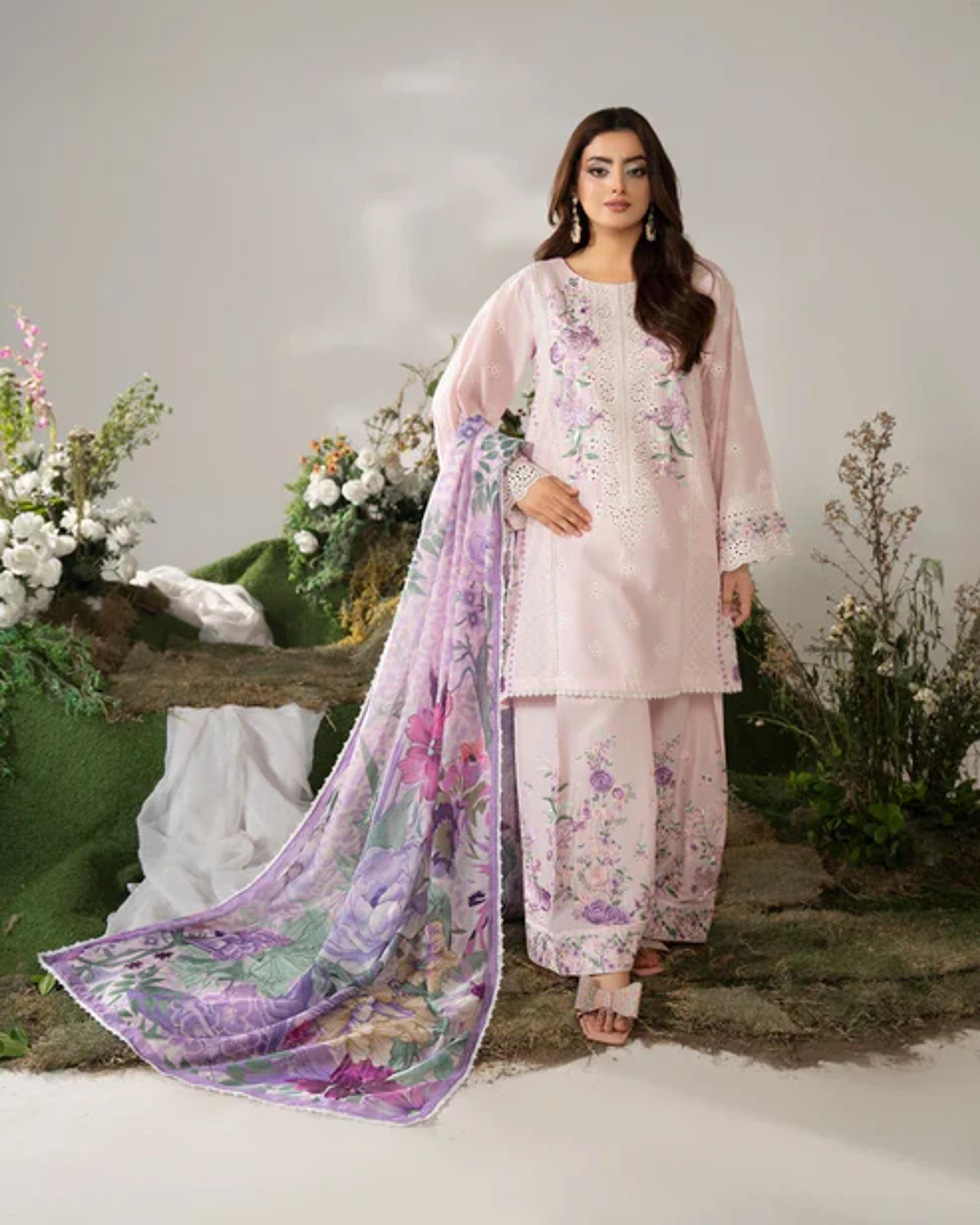 Chikankari Short Shirt&Farshi Shalwar - Thumbnail 9